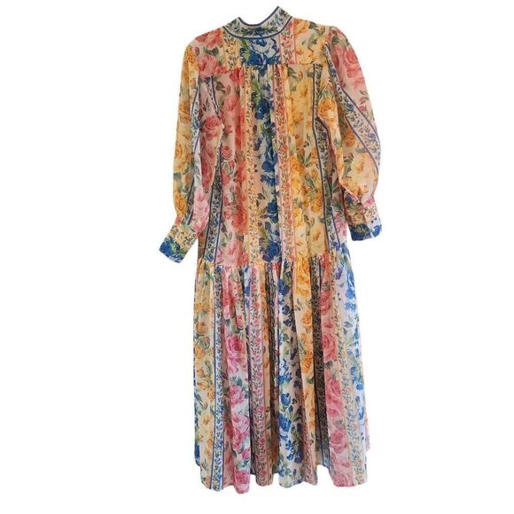 Karolina maxi drop waist semi sheer dress button down size Medium - Picture 2 of 8